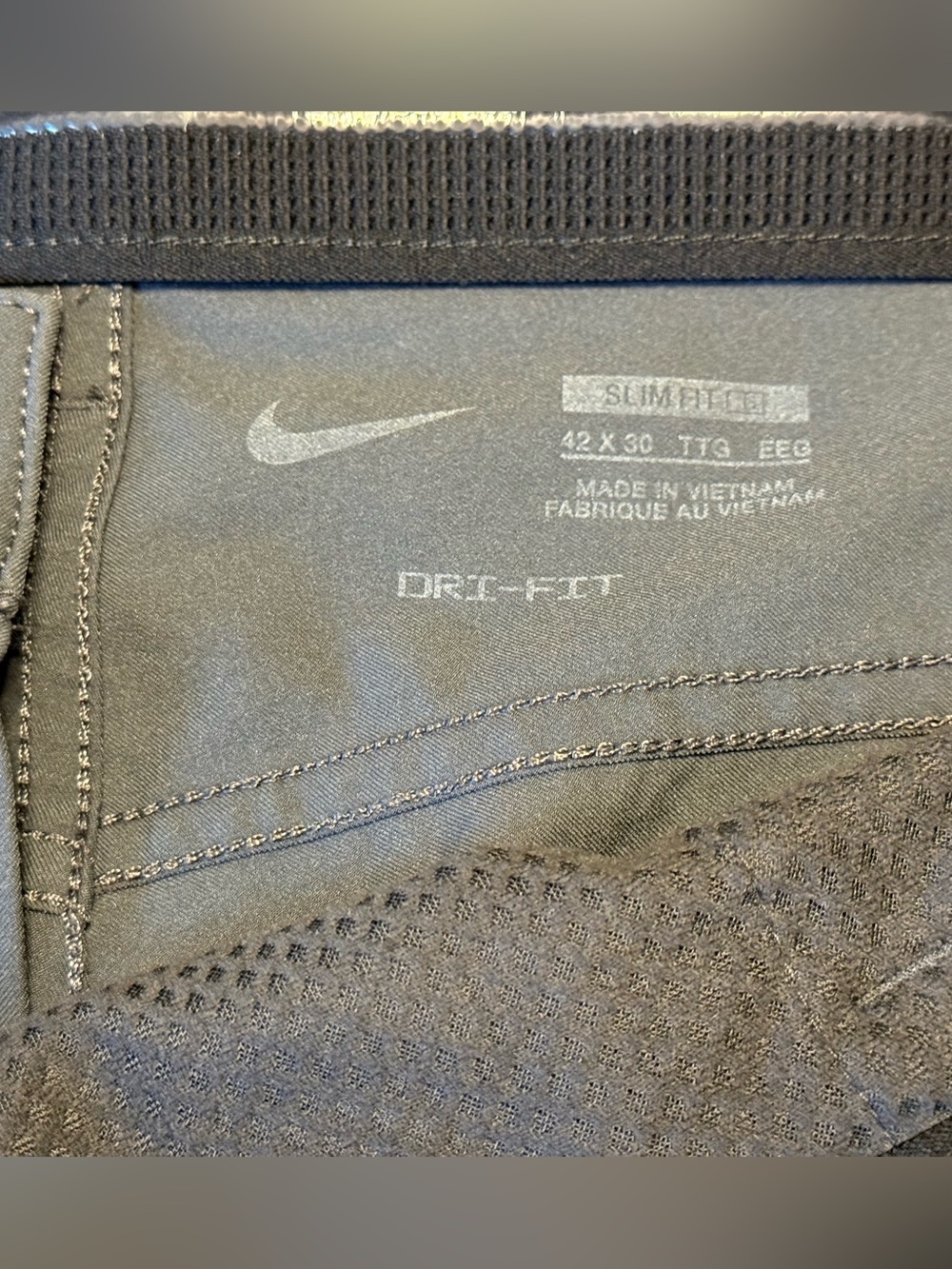 Nike Dri-FIT Slim Fit Pants Men’s 42x30 Charcoal Gray Stretch Golf